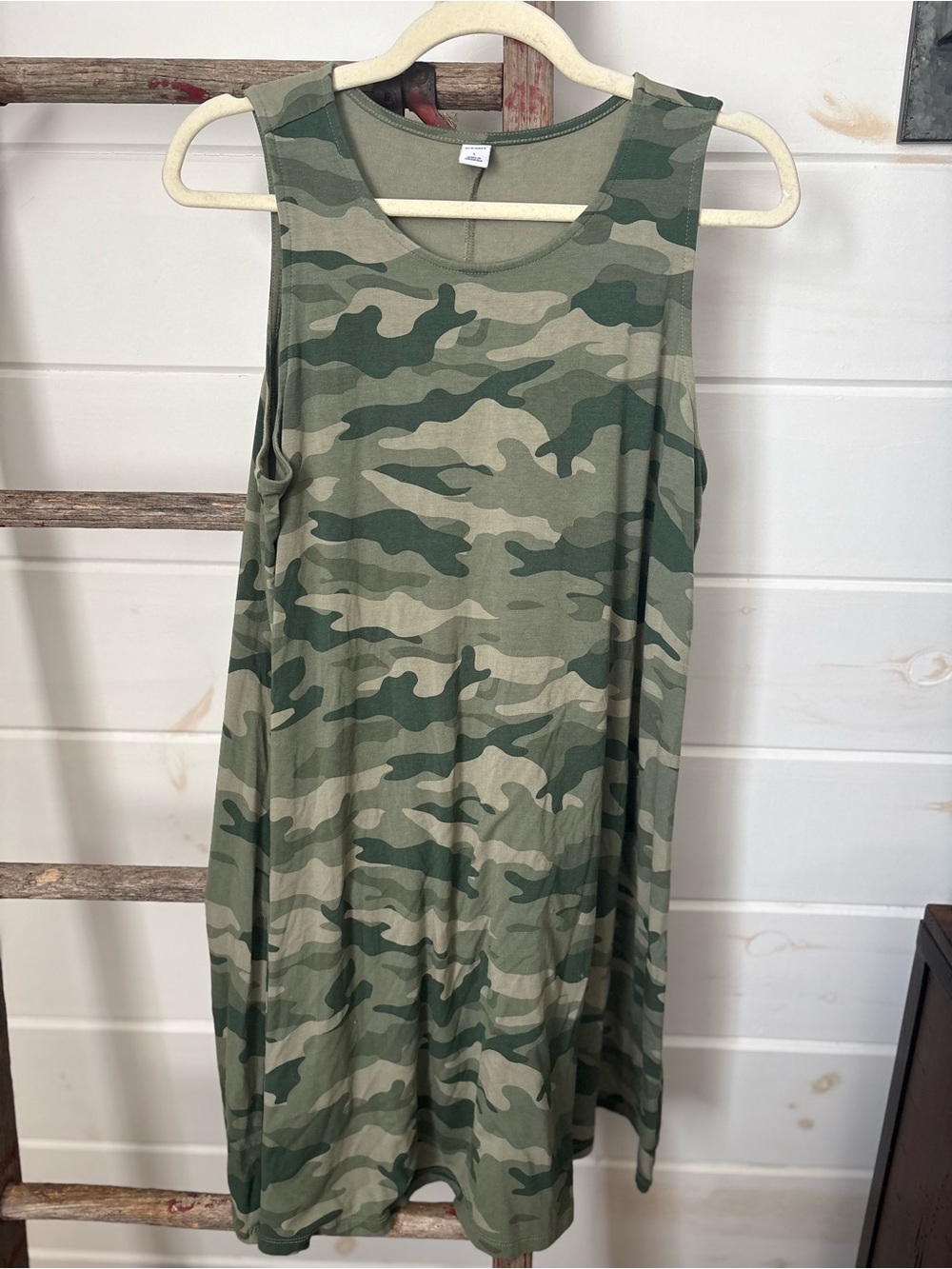 Old Navy Olive Green Camo Sleeveless Shift Dress